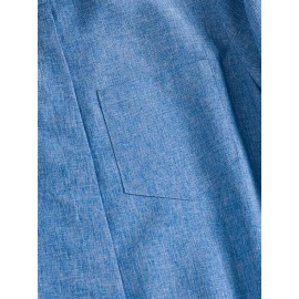 Women Plain Lapel Concealed Placket Casual Shirt Dress