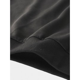 Mens Chinese Crane Print Crew Neck Pullover Sweatshirts Winter