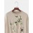 Mens Chinese Style Floral Print Crew Neck Pullover Sweatshirts Winter