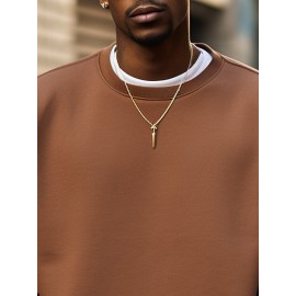 Mens Solid Crew Neck Casual Loose Pullover Sweatshirts