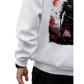 Mens Japanese Ninja Back Print Loose Long Sleeve Hoodies Winter