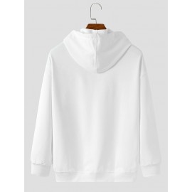 Mens Chinese Character Ink Print Loose Drawstring Hoodies Winter